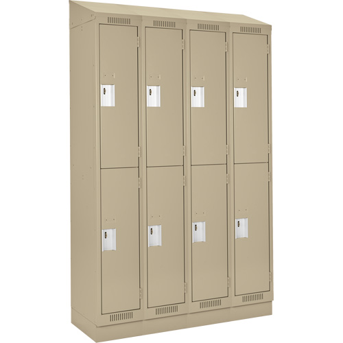 Clean Line Lockers, 2 -tier, Bank of 4, 48" x 18" x 82", Steel, Beige, Rivet (Assembled) D. Morneault & Fils