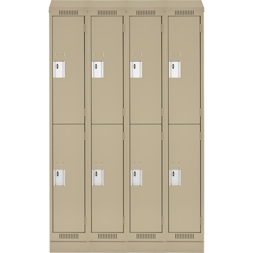 Clean Line Lockers, 2 -tier, Bank of 4, 48" x 18" x 82", Steel, Beige, Rivet (Assembled) D. Morneault & Fils