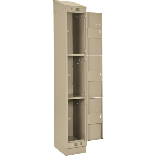 Clean Line Lockers, 3 -tier, Bank of 3, 36" x 18" x 82", Steel, Beige, Rivet (Assembled) D. Morneault & Fils