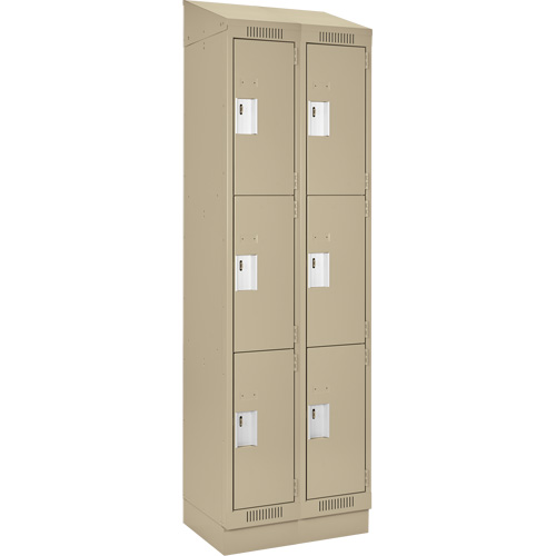Clean Line Lockers, 3 -tier, Bank of 2, 24" x 18" x 82", Steel, Beige, Rivet (Assembled) D. Morneault & Fils