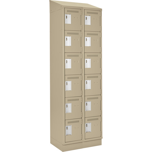 Clean Line Lockerette , 6 -tier, Bank of 2, 24" x 18" x 82", Steel, Beige, Rivet (Assembled) D. Morneault & Fils