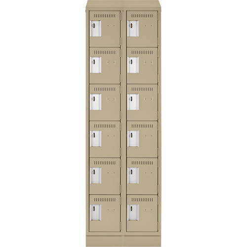Clean Line Lockerette , 6 -tier, Bank of 2, 24" x 18" x 82", Steel, Beige, Rivet (Assembled) D. Morneault & Fils