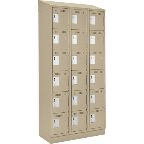 Clean Line Lockerette , 6 -tier, Bank of 3, 36" x 18" x 82", Steel, Beige, Rivet (Assembled) D. Morneault & Fils