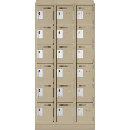 Clean Line Lockerette , 6 -tier, Bank of 3, 36" x 18" x 82", Steel, Beige, Rivet (Assembled) D. Morneault & Fils