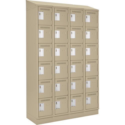 Clean Line Lockerette , 6 -tier, Bank of 4, 48" x 18" x 82", Steel, Beige, Rivet (Assembled) D. Morneault & Fils
