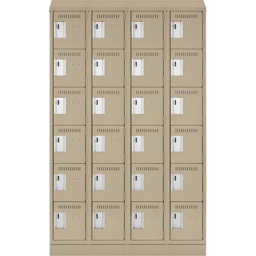 Clean Line Lockerette , 6 -tier, Bank of 4, 48" x 18" x 82", Steel, Beige, Rivet (Assembled) D. Morneault & Fils