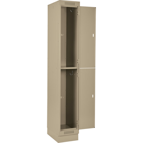 Clean Line Lockers, 2 -tier, Bank of 3, 36" x 18" x 76", Steel, Beige, Rivet (Assembled) D. Morneault & Fils