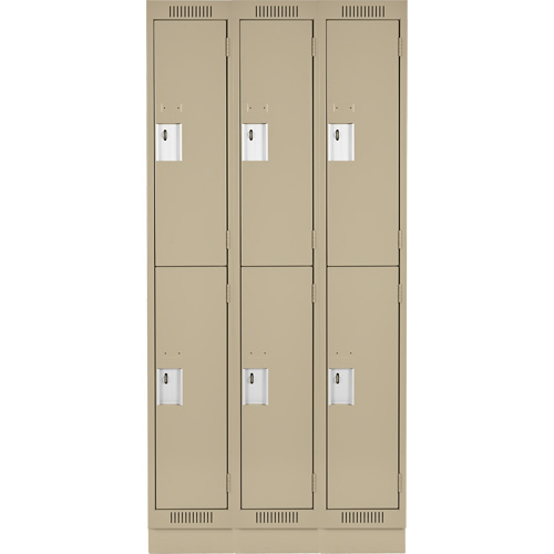 Clean Line Lockers, 2 -tier, Bank of 3, 36" x 18" x 76", Steel, Beige, Rivet (Assembled) D. Morneault & Fils