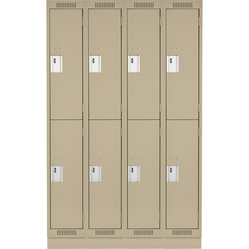 Clean Line Lockers, 2 -tier, Bank of 4, 48" x 18" x 76", Steel, Beige, Rivet (Assembled) D. Morneault & Fils