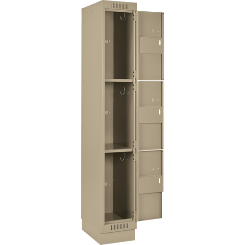Clean Line Lockers, 3 -tier, Bank of 3, 36" x 18" x 76", Steel, Beige, Rivet (Assembled) D. Morneault & Fils