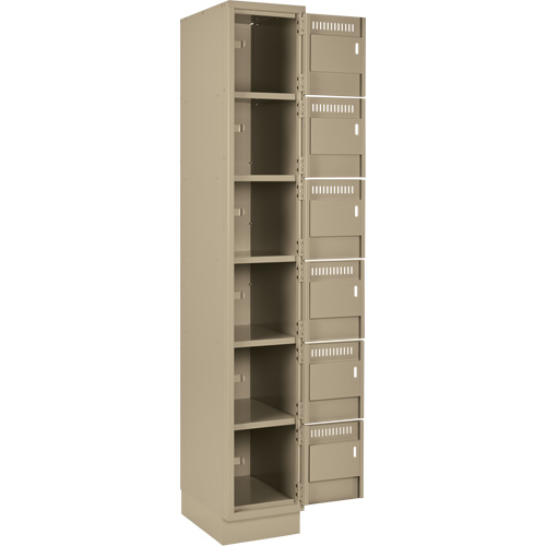 Clean Line Lockerette, 6 -tier, Bank of 2, 24" x 18" x 76", Steel, Beige, Rivet (Assembled) D. Morneault & Fils