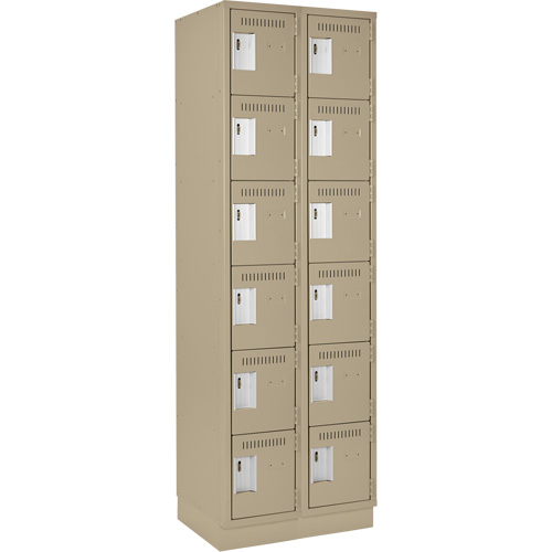 Clean Line Lockerette, 6 -tier, Bank of 2, 24" x 18" x 76", Steel, Beige, Rivet (Assembled) D. Morneault & Fils