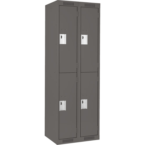 Clean Line Lockers, 2 -tier, Bank of 2, 24" x 18" x 72", Steel, Charcoal, Rivet (Assembled) D. Morneault & Fils