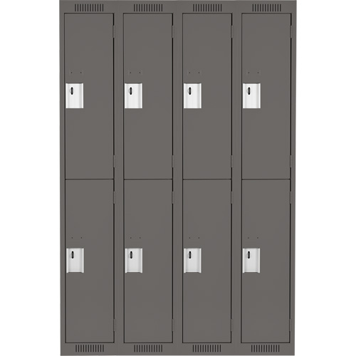 Clean Line Lockers, 2 -tier, Bank of 4, 48" x 18" x 72", Steel, Charcoal, Rivet (Assembled) D. Morneault & Fils