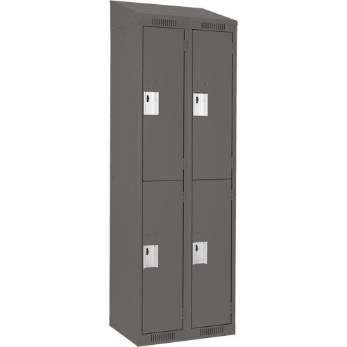 Clean Line Lockers, 2 -tier, Bank of 2, 24" x 18" x 78", Steel, Charcoal, Rivet (Assembled) D. Morneault & Fils