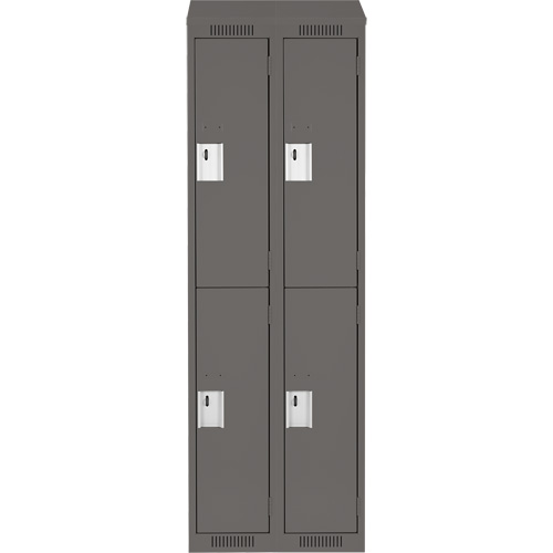 Clean Line Lockers, 2 -tier, Bank of 2, 24" x 18" x 78", Steel, Charcoal, Rivet (Assembled) D. Morneault & Fils