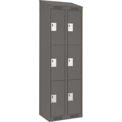 Casiers Clean Line, 3 niveaux, Bloc de 2, 24" x 18" x 78", Acier, Charbon, Rivet (assembl&eacute;) D. Morneault & Fils