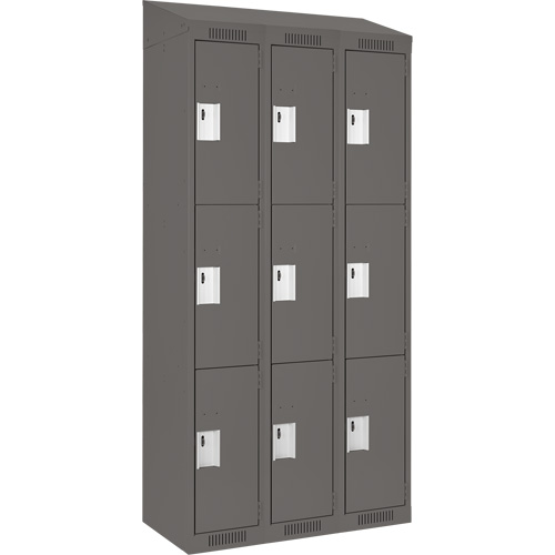 Casiers Clean Line, 3 niveaux, Bloc de 3, 36" x 18" x 78", Acier, Charbon, Rivet (assembl&eacute;) D. Morneault & Fils