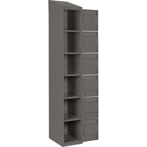 Clean Line Lockerette, 6 -tier, Bank of 4, 48" x 18" x 78", Steel, Charcoal, Rivet (Assembled) D. Morneault & Fils