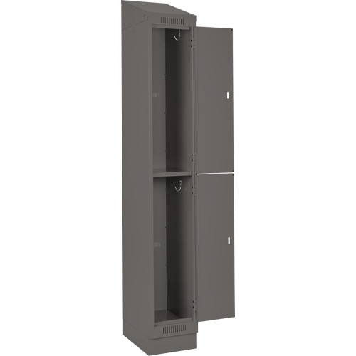 Clean Line Lockers, 2 -tier, Bank of 3, 36" x 18" x 82", Steel, Charcoal, Rivet (Assembled) D. Morneault & Fils