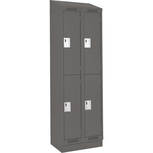 Clean Line Lockers, 2 -tier, Bank of 2, 24" x 18" x 82", Steel, Charcoal, Rivet (Assembled) D. Morneault & Fils