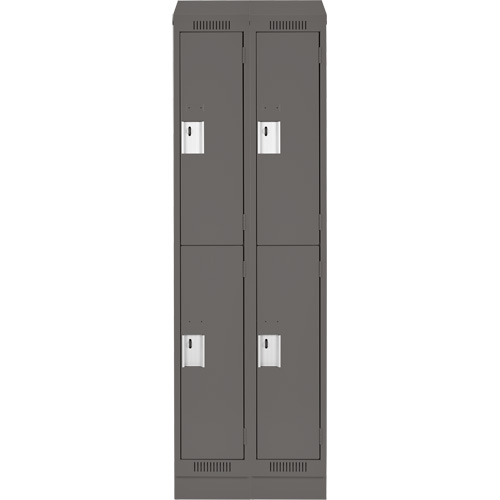 Clean Line Lockers, 2 -tier, Bank of 2, 24" x 18" x 82", Steel, Charcoal, Rivet (Assembled) D. Morneault & Fils