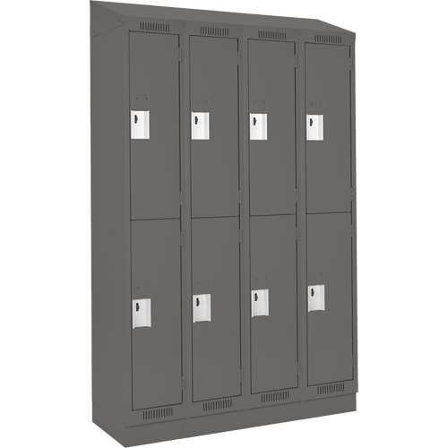Clean Line Lockers, 2 -tier, Bank of 4, 48" x 18" x 82", Steel, Charcoal, Rivet (Assembled) D. Morneault & Fils