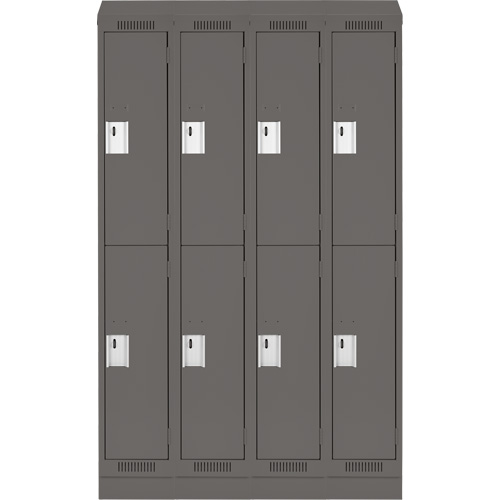 Clean Line Lockers, 2 -tier, Bank of 4, 48" x 18" x 82", Steel, Charcoal, Rivet (Assembled) D. Morneault & Fils