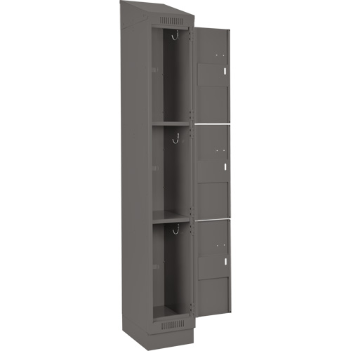 Clean Line Lockers, 3 -tier, Bank of 4, 48" x 18" x 82", Steel, Charcoal, Rivet (Assembled) D. Morneault & Fils