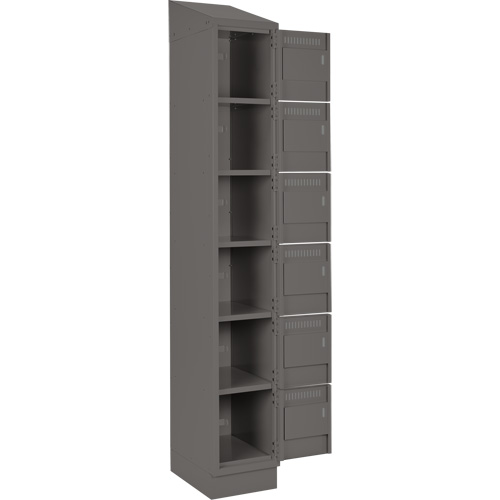 Clean Line Lockerette, 6 -tier, Bank of 4, 48" x 18" x 82", Steel, Charcoal, Rivet (Assembled) D. Morneault & Fils