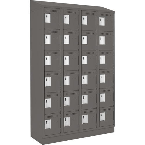 Clean Line Lockerette, 6 -tier, Bank of 4, 48" x 18" x 82", Steel, Charcoal, Rivet (Assembled) D. Morneault & Fils
