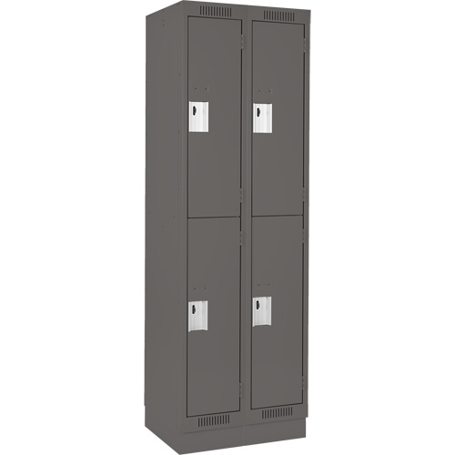 Clean Line Lockers, 2 -tier, Bank of 2, 24" x 18" x 76", Steel, Charcoal, Rivet (Assembled) D. Morneault & Fils