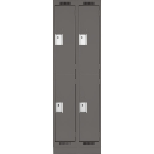 Clean Line Lockers, 2 -tier, Bank of 2, 24" x 18" x 76", Steel, Charcoal, Rivet (Assembled) D. Morneault & Fils