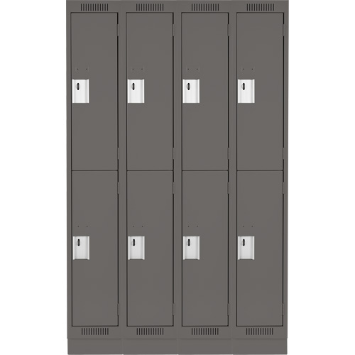 Clean Line Lockers, 2 -tier, Bank of 4, 48" x 18" x 76", Steel, Charcoal, Rivet (Assembled) D. Morneault & Fils