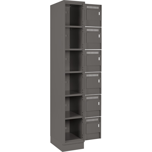 Clean Line Lockerette, 6 -tier, Bank of 4, 48" x 18" x 76", Steel, Charcoal, Rivet (Assembled) D. Morneault & Fils