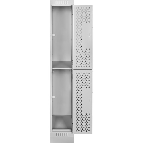 Casiers Clean Line, 2 niveaux, 12" x 12" x 76", Acier, Gris, Rivet (assembl&eacute;), Perfor&eacute; D. Morneault & Fils