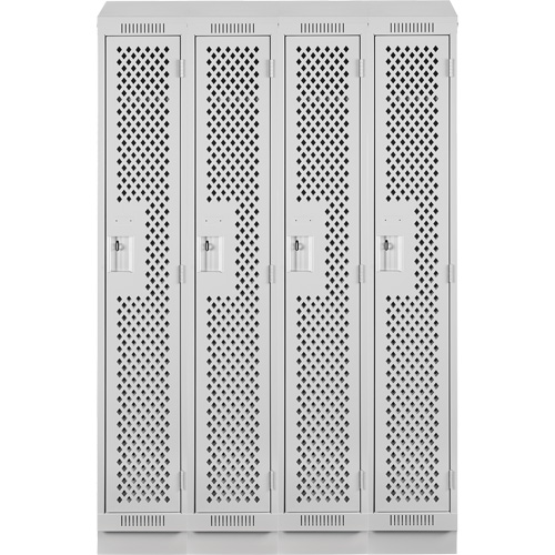 Clean Line Lockers, Bank of 4, 48" x 18" x 82", Steel, Grey, Rivet (Assembled), Perforated D. Morneault & Fils