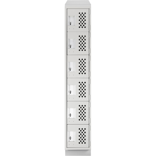 Assembled Lockerettes Clean Line Perforated Economy Lockers, 6 -tier, 18" x 72" x 12", Steel D. Morneault & Fils