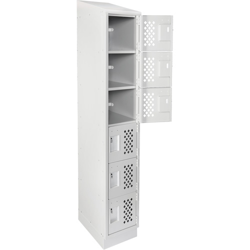 Assembled Lockerettes Clean Line Perforated Economy Lockers, 6 -tier, 18" x 72" x 12", Steel D. Morneault & Fils