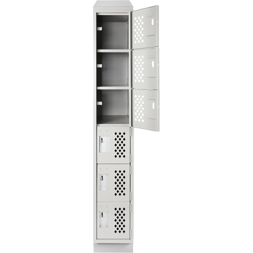 Assembled Lockerettes Clean Line Perforated Economy Lockers, 6 -tier, 18" x 72" x 12", Steel D. Morneault & Fils