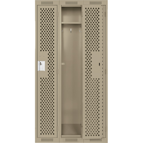 Casiers Clean Line, Bloc de 3, 36" x 12" x 72", Acier, Beige, Rivet (assembl&eacute;), Perfor&eacute; D. Morneault & Fils