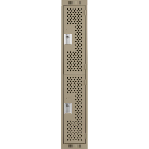Casiers Clean Line, 2 niveaux, 12" x 12" x 72", Acier, Beige, Rivet (assembl&eacute;), Perfor&eacute; D. Morneault & Fils