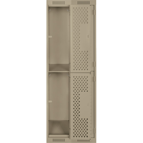 Clean Line Lockers, 2 -tier, Bank of 2, 24" x 12" x 72", Steel, Beige, Rivet (Assembled), Perforated D. Morneault & Fils
