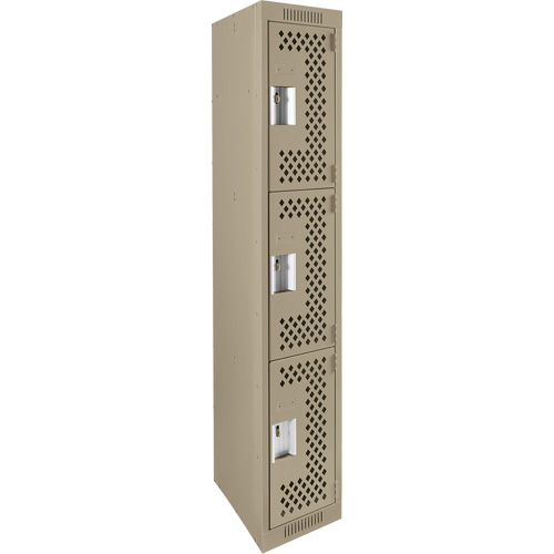 Casiers Clean Line, 3 niveaux, 12" x 12" x 72", Acier, Beige, Rivet (assembl&eacute;), Perfor&eacute; D. Morneault & Fils