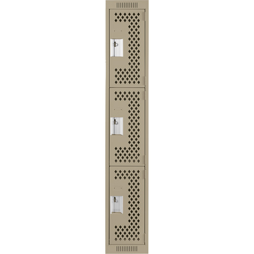 Casiers Clean Line, 3 niveaux, 12" x 12" x 72", Acier, Beige, Rivet (assembl&eacute;), Perfor&eacute; D. Morneault & Fils