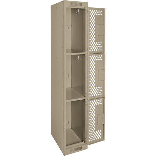 Casiers Clean Line, 3 niveaux, 12" x 12" x 72", Acier, Beige, Rivet (assembl&eacute;), Perfor&eacute; D. Morneault & Fils