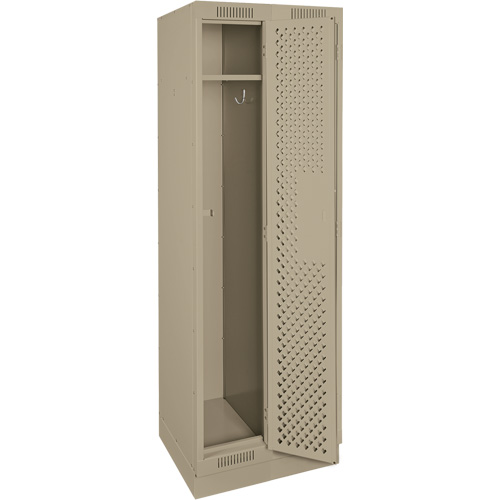 Clean Line Lockers, Bank of 2, 24" x 15" x 76", Steel, Beige, Rivet (Assembled), Perforated D. Morneault & Fils
