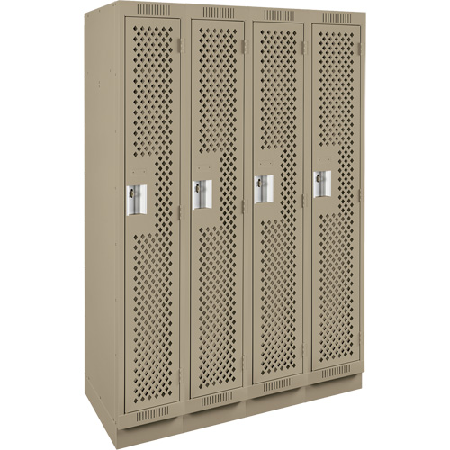 Casiers Clean Line, Bloc de 4, 48" x 15" x 76", Acier, Beige, Rivet (assembl&eacute;), Perfor&eacute; D. Morneault & Fils