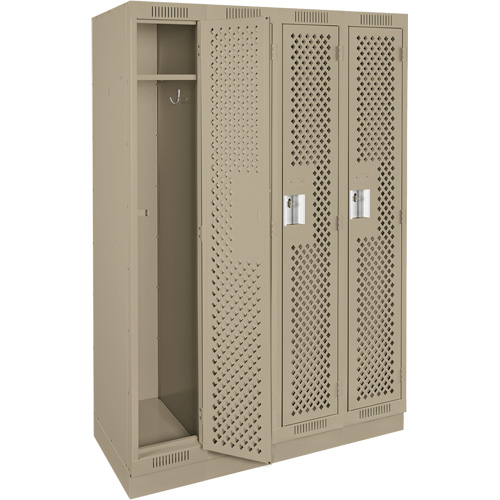 Casiers Clean Line, Bloc de 4, 48" x 15" x 76", Acier, Beige, Rivet (assembl&eacute;), Perfor&eacute; D. Morneault & Fils