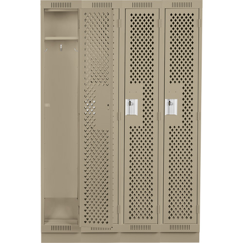Casiers Clean Line, Bloc de 4, 48" x 15" x 76", Acier, Beige, Rivet (assembl&eacute;), Perfor&eacute; D. Morneault & Fils
